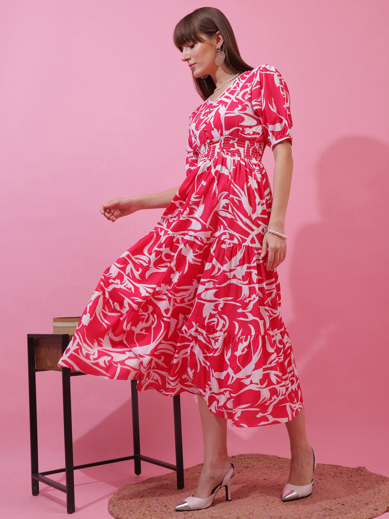 Blush Elegance Crepe Midi Dress