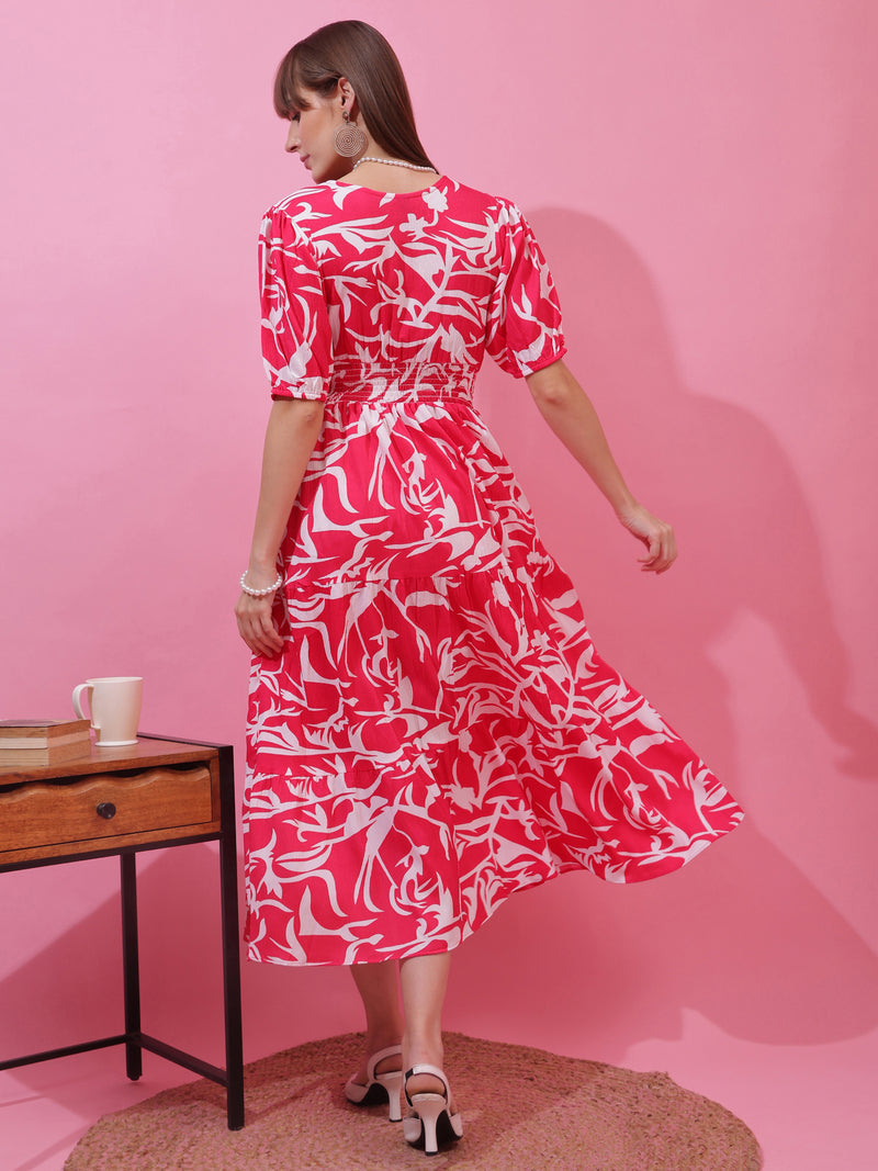 Blush Elegance Crepe Midi Dress