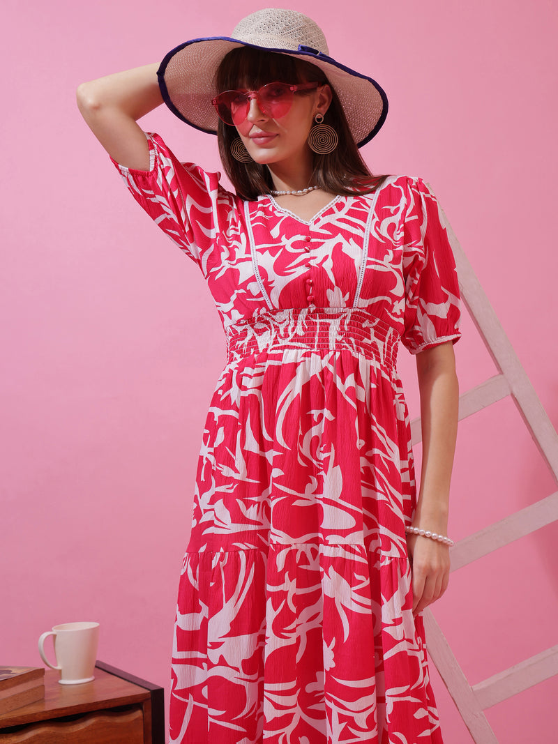 Blush Elegance Crepe Midi Dress
