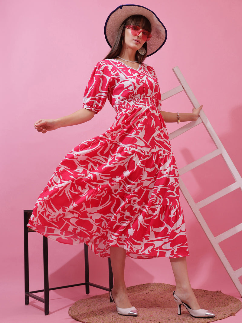 Blush Elegance Crepe Midi Dress