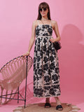Monochrome Charm Shoulder Strap Maxi Dress