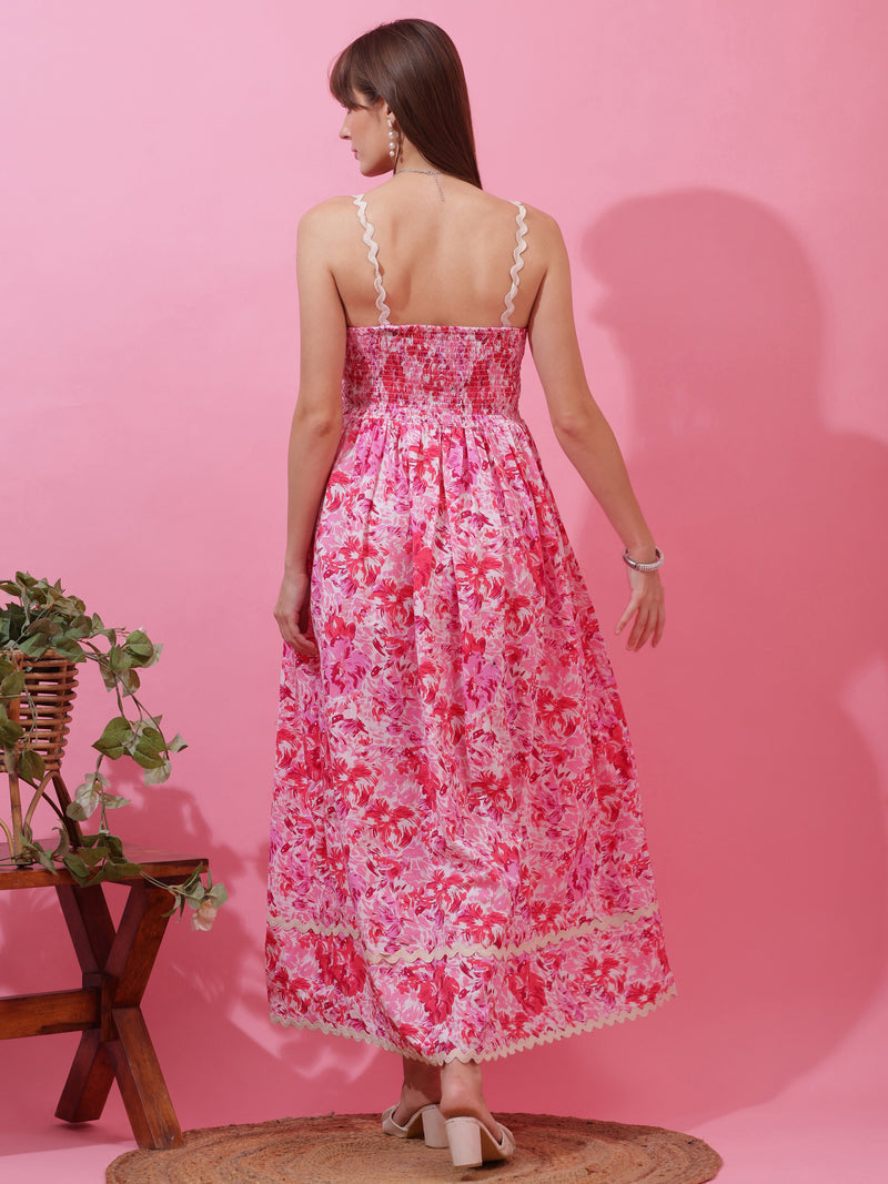Pastel Bloom Shoulder Straps Maxi Dress