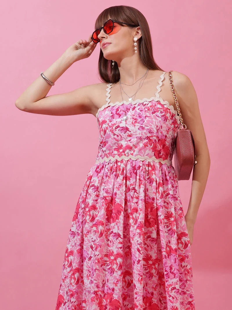 Monochrome Charm Shoulder Strap Maxi Dress