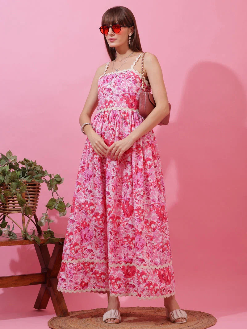 Monochrome Charm Shoulder Strap Maxi Dress