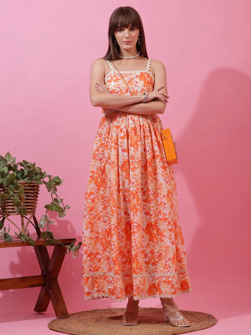 Monochrome Charm Shoulder Strap Maxi Dress