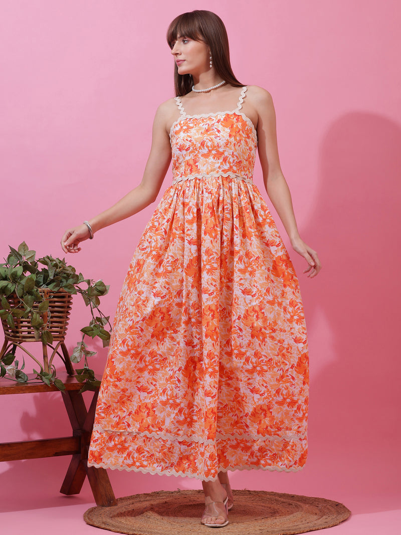 Sunset Glow Floral Print Maxi Dress