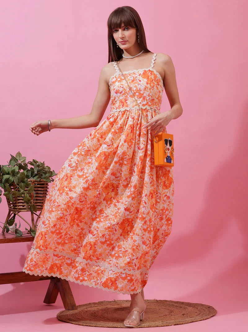 Monochrome Charm Shoulder Strap Maxi Dress