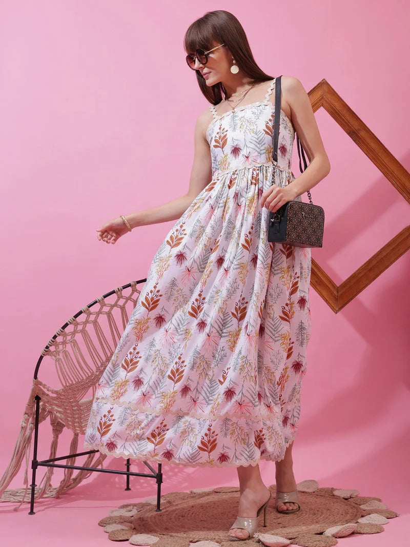 Monochrome Charm Shoulder Strap Maxi Dress