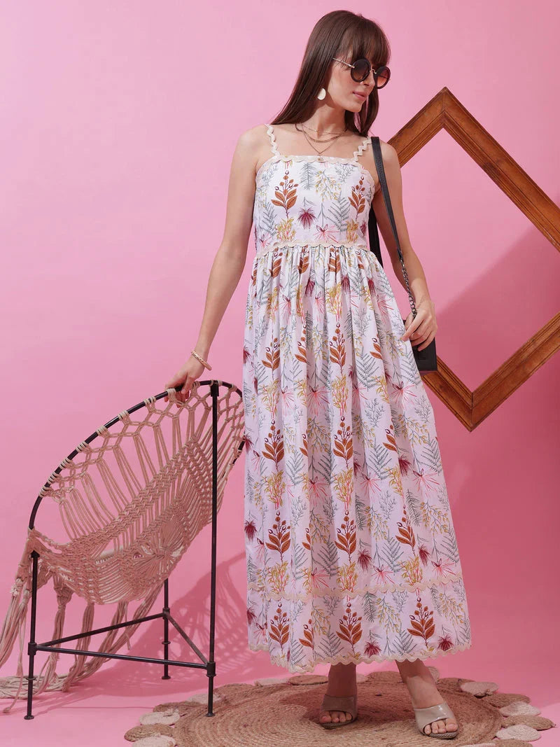Monochrome Charm Shoulder Strap Maxi Dress