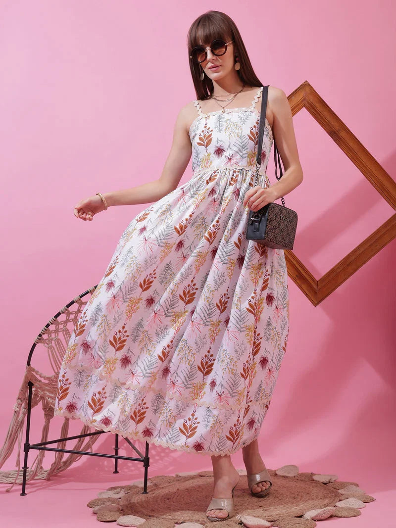 Monochrome Charm Shoulder Strap Maxi Dress