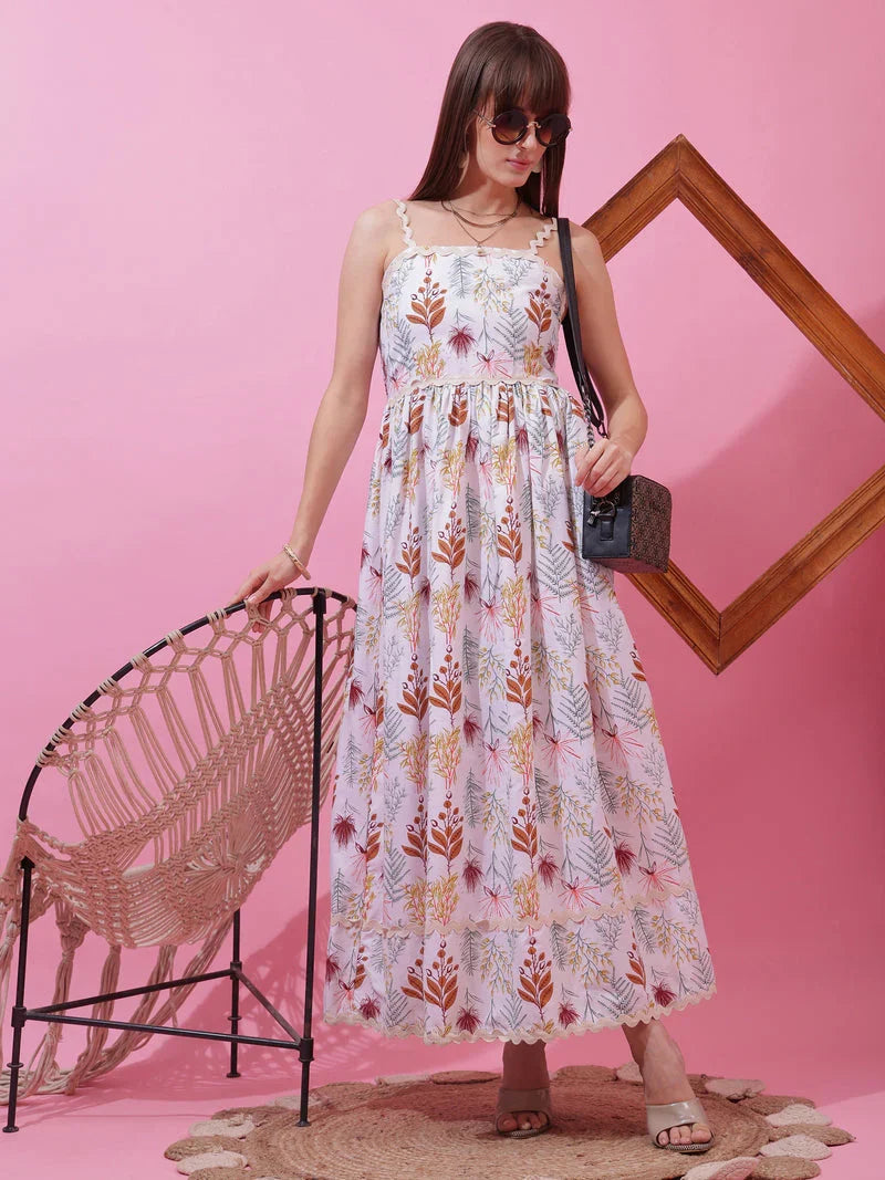 Monochrome Charm Shoulder Strap Maxi Dress