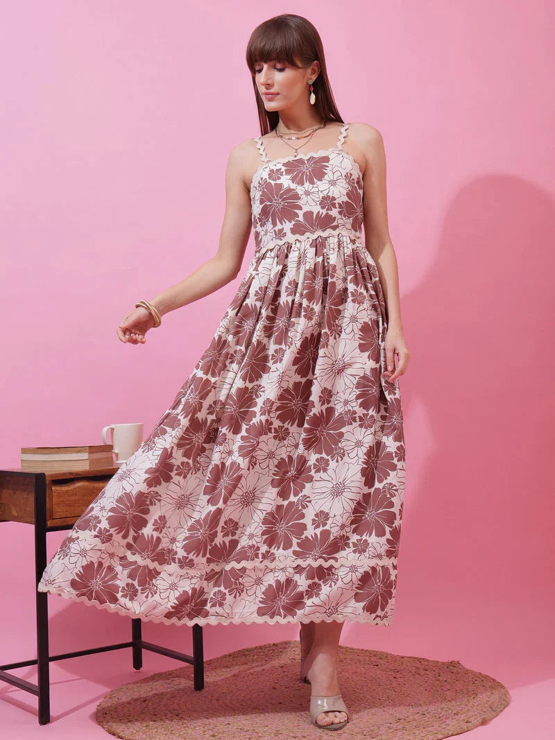 Monochrome Charm Shoulder Strap Maxi Dress