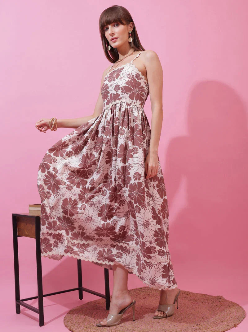 Monochrome Charm Shoulder Strap Maxi Dress
