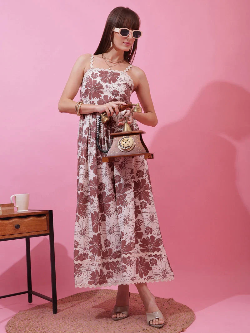 Monochrome Charm Shoulder Strap Maxi Dress