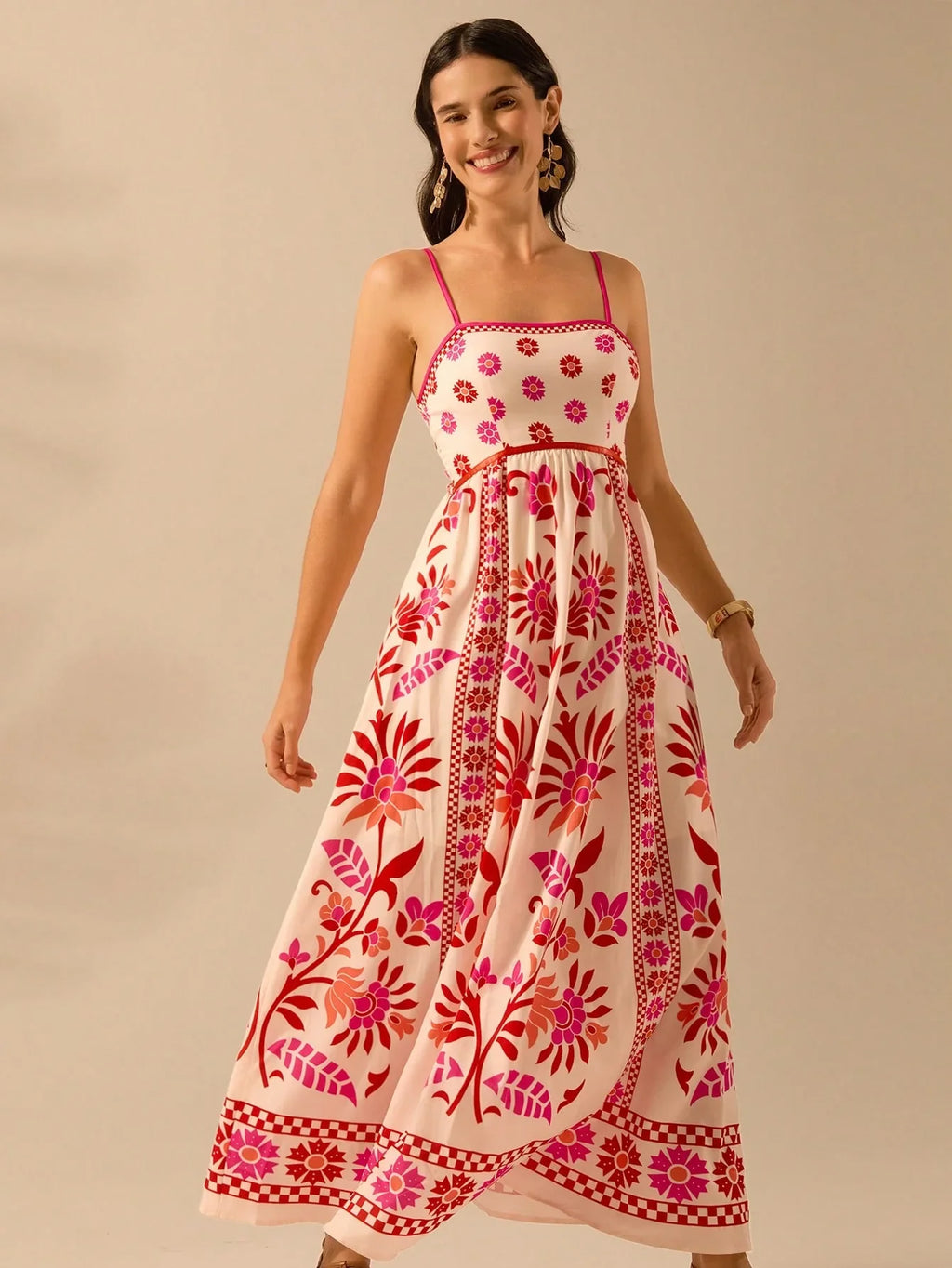 Blooming Scarlet Floral Maxi Dress