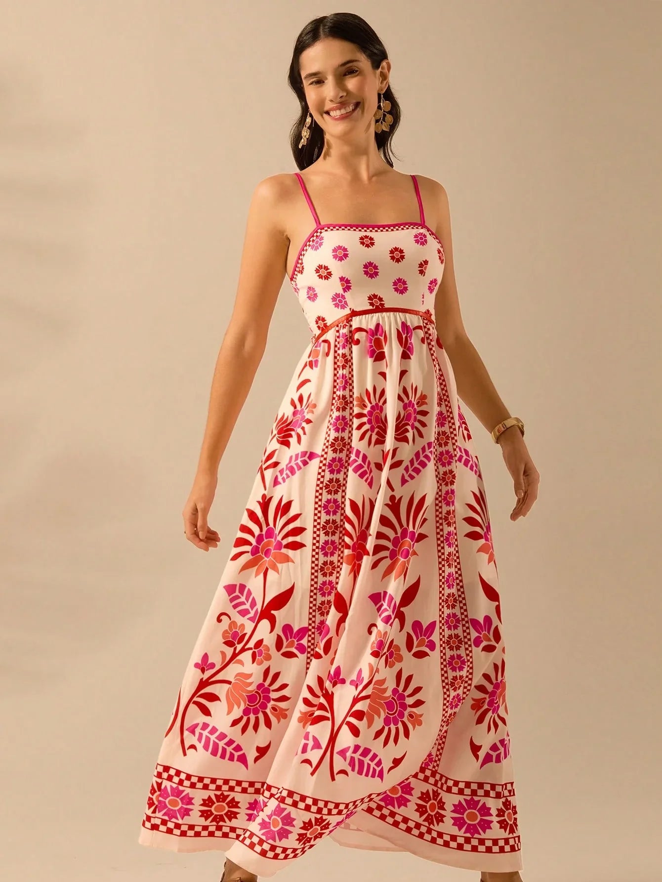 Blooming Scarlet Floral Maxi Dress