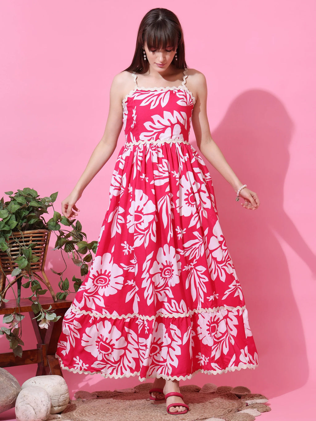 Blush Blossom Floral Strappy Maxi Dress