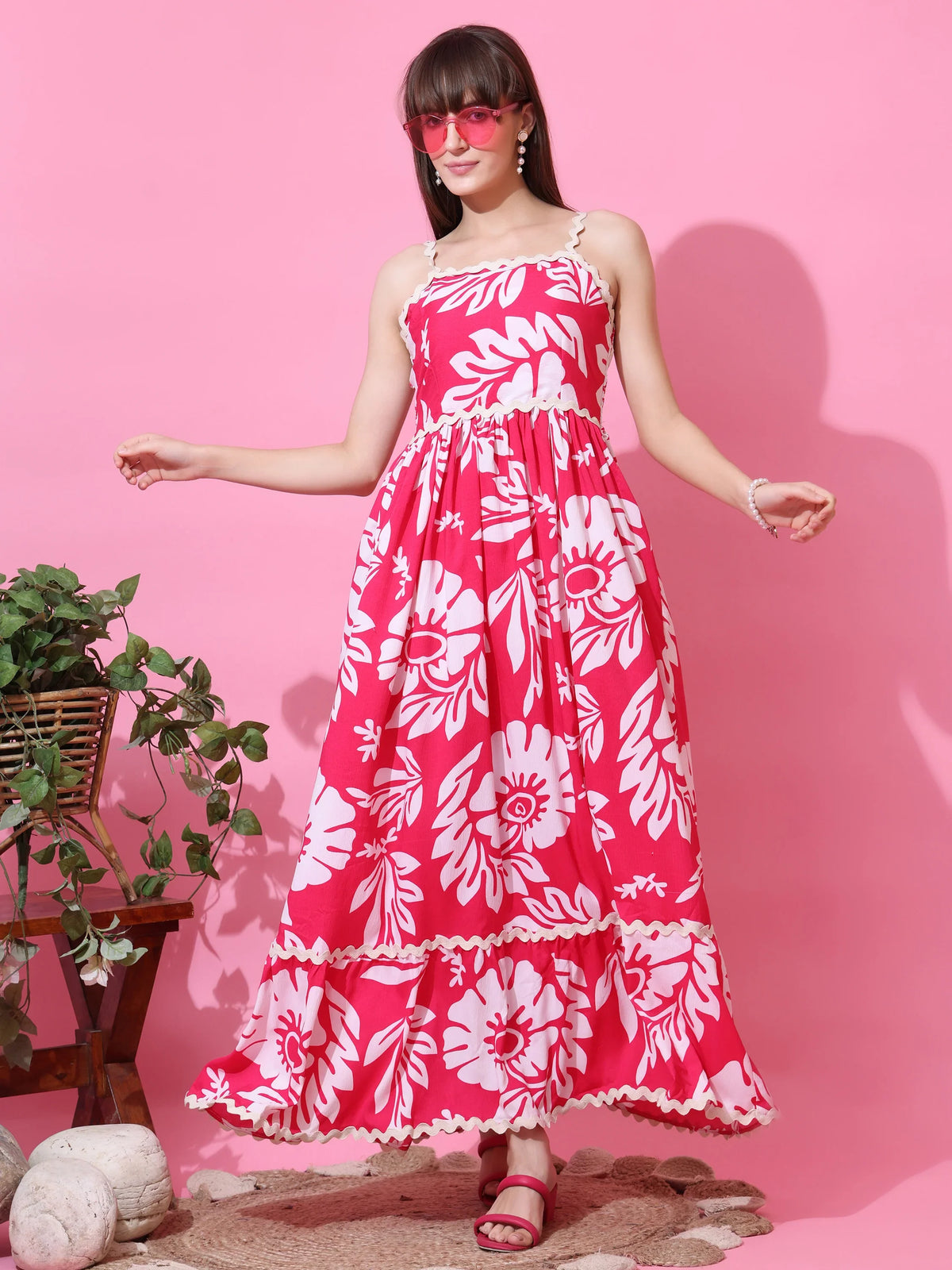 Blush Blossom Floral Strappy Maxi Dress
