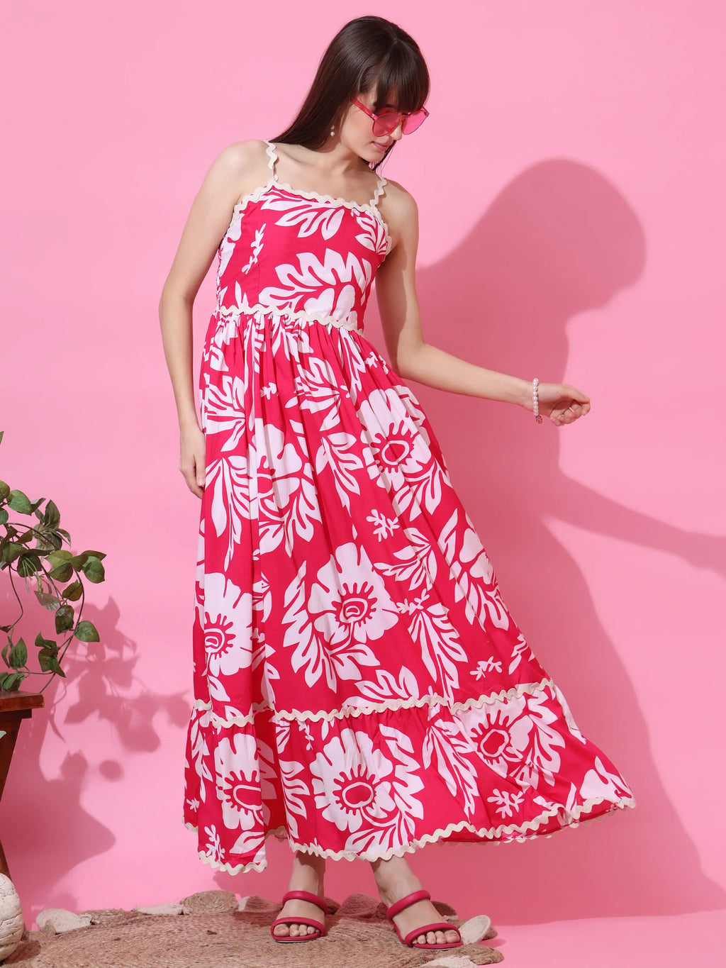 Blush Blossom Floral Strappy Maxi Dress