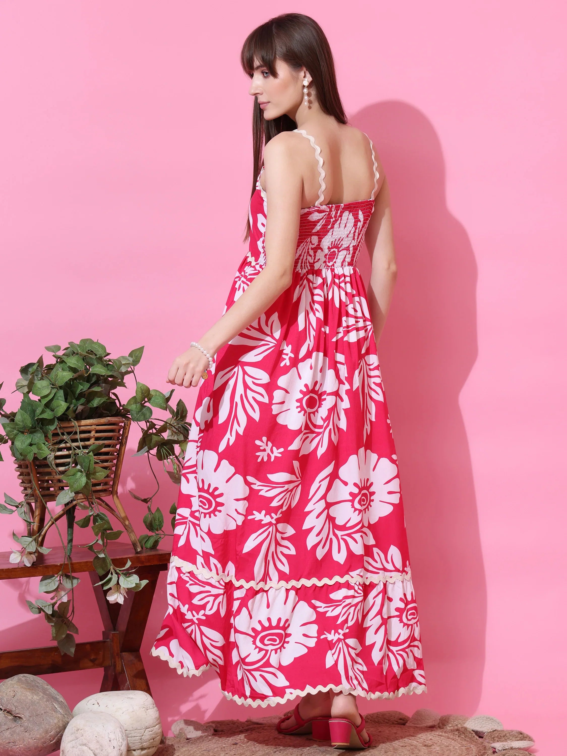 Blush Blossom Floral Strappy Maxi Dress