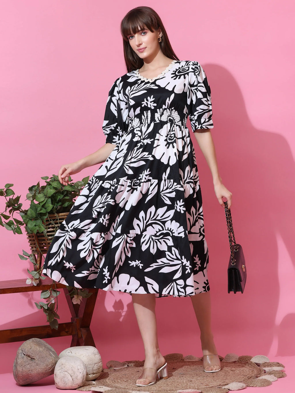 Timeless Floral Fit & Flare Midi Dress