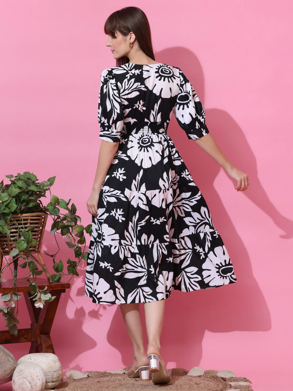 Timeless Floral Fit & Flare Midi Dress