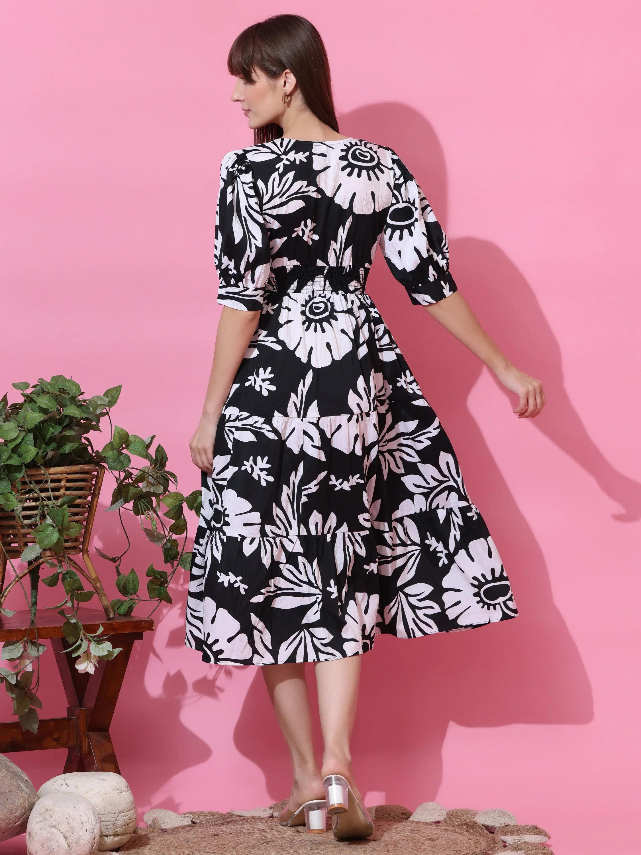 Timeless Floral Fit & Flare Midi Dress