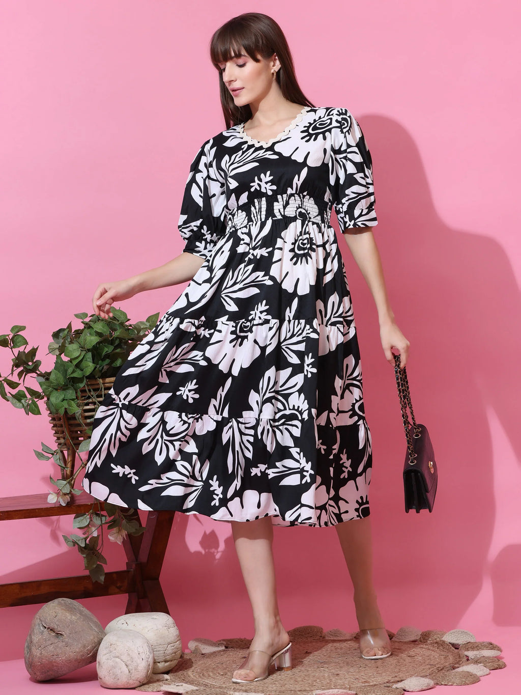 Timeless Floral Fit & Flare Midi Dress