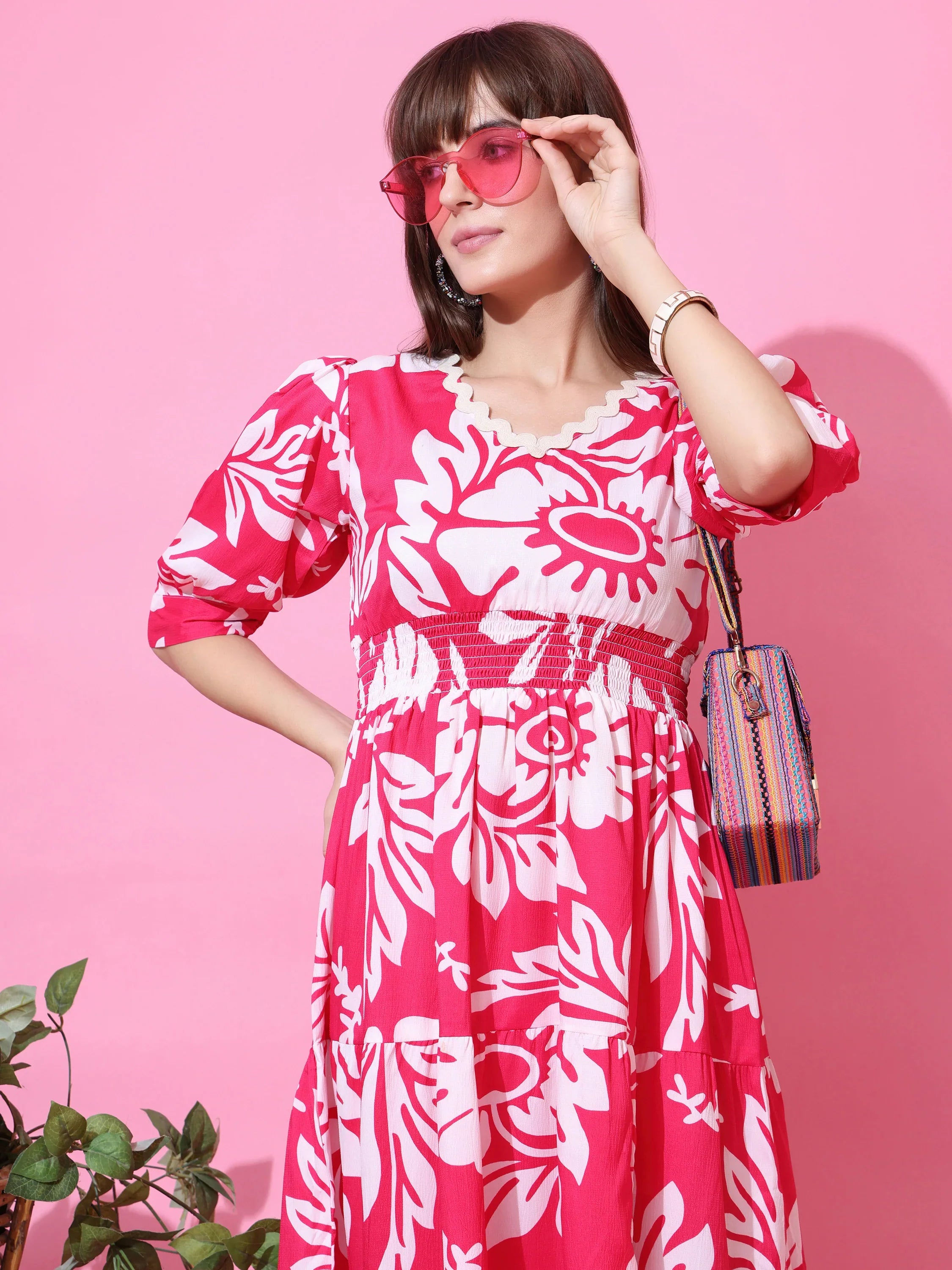 Pink Meadow Floral Midi Dress