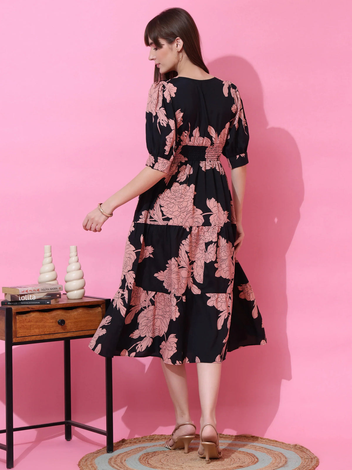 Mocha Muse Floral Midi Dress