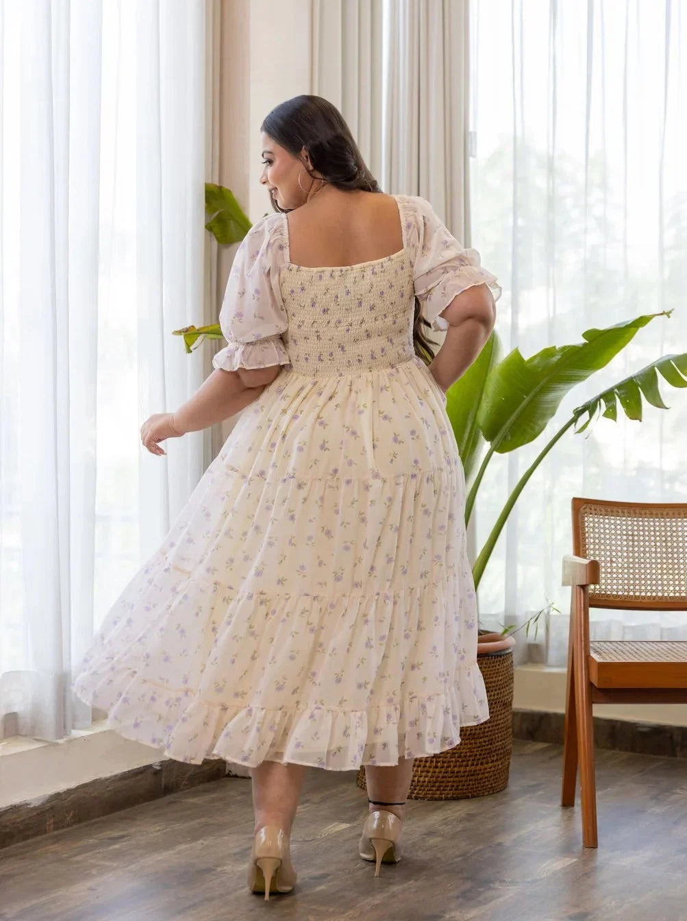 Pearl Bloom Floral Midi Dress
