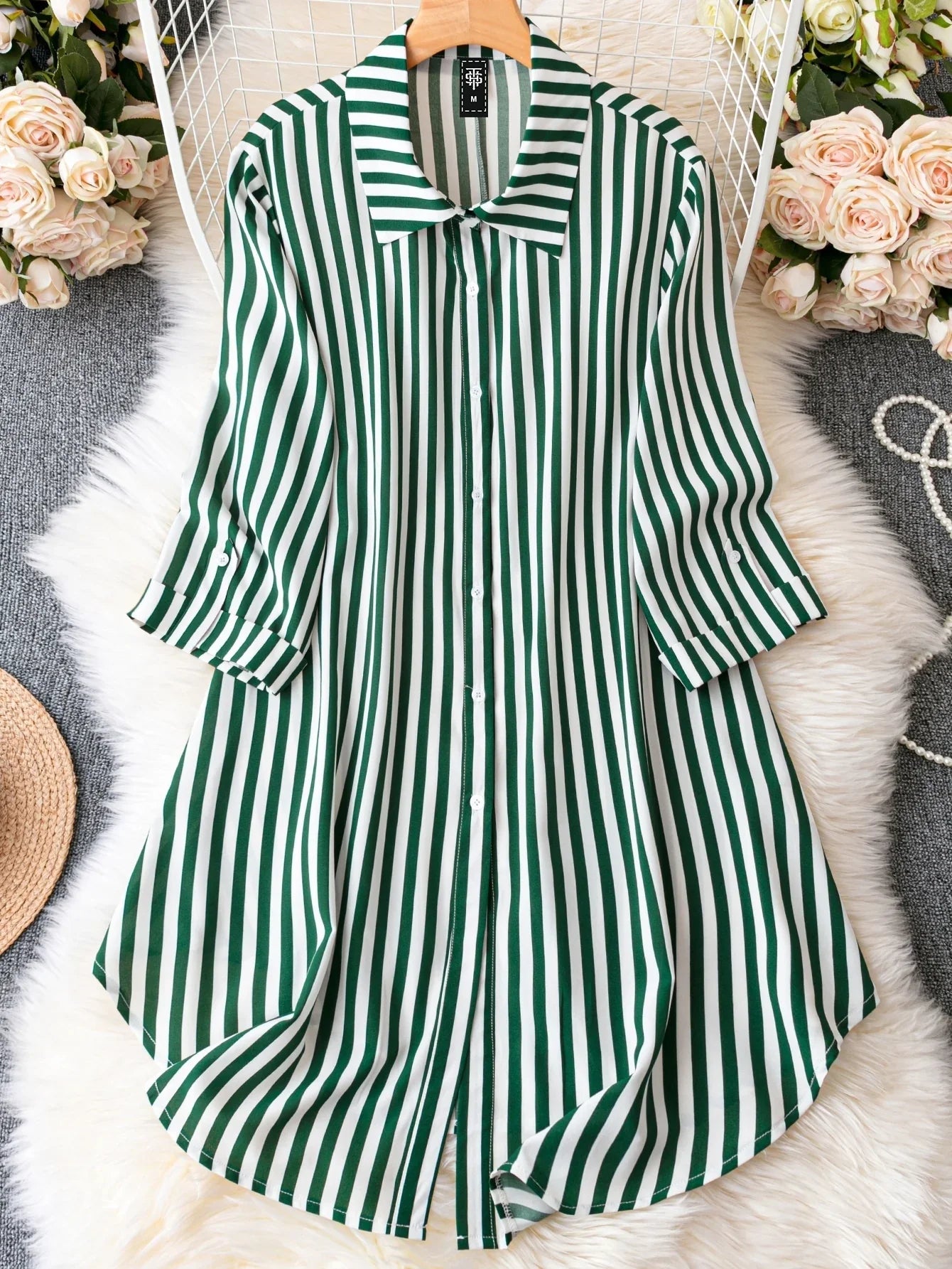 Mint Meadow Striped Shirt Dress