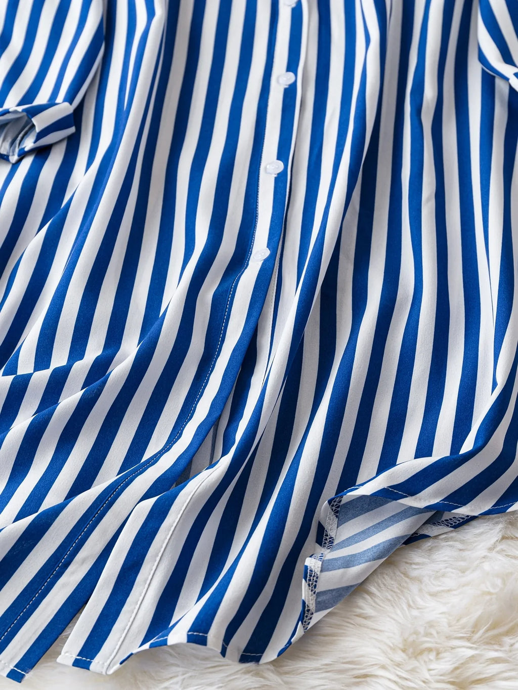 Classic Blue Stripe Shirt Dress