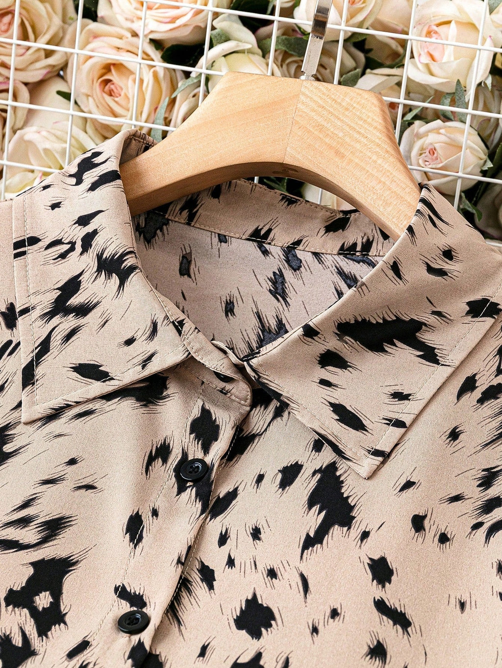 Mocha Wild Animal Print Midi Shirt Dress