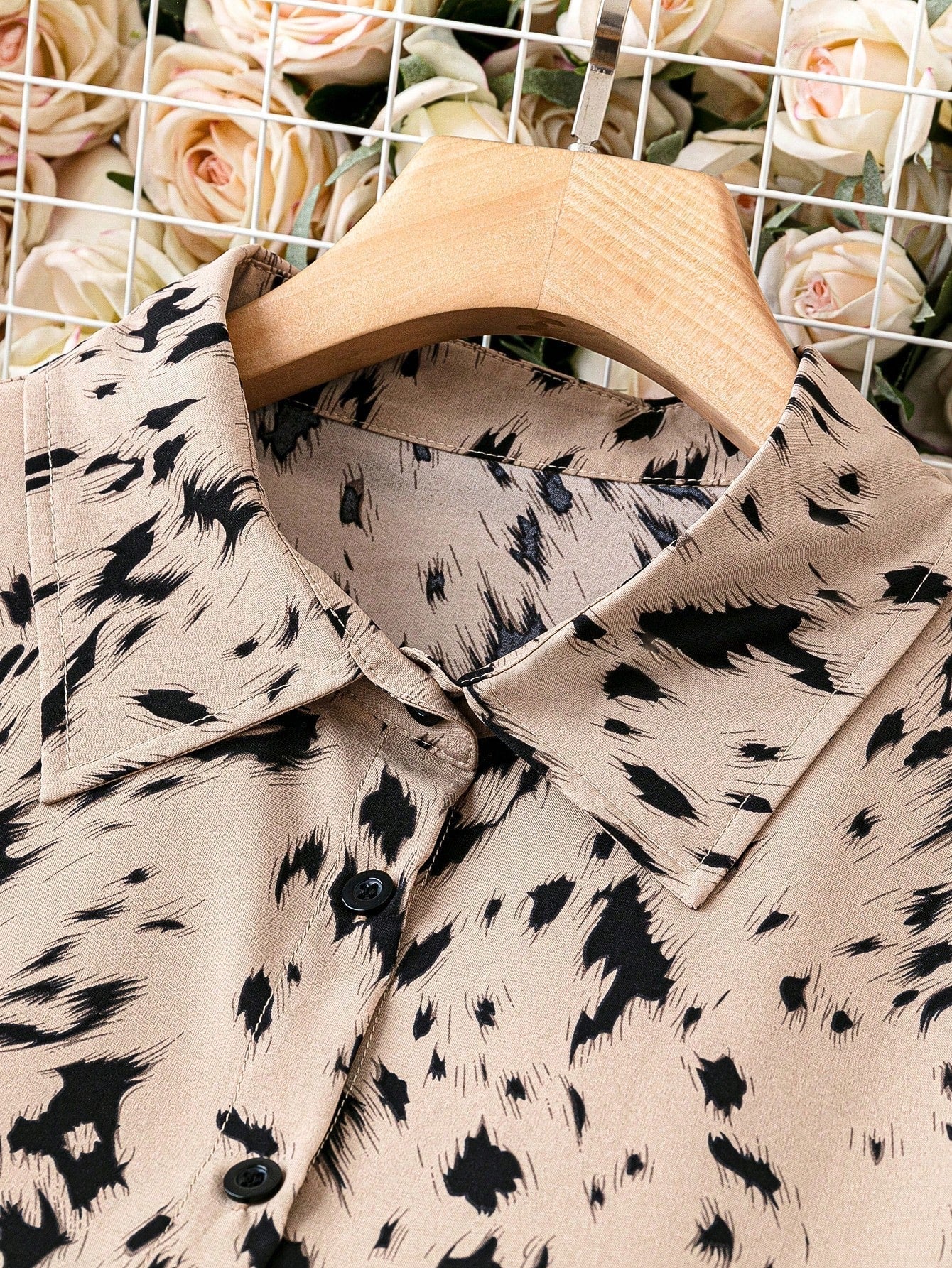 Mocha Wild Animal Print Midi Shirt Dress