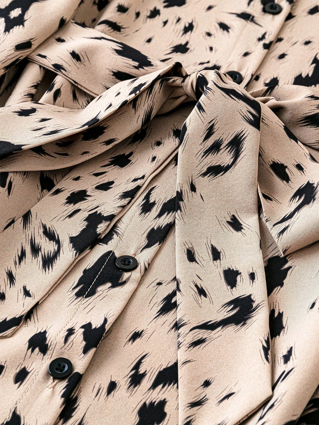 Mocha Wild Animal Print Midi Shirt Dress