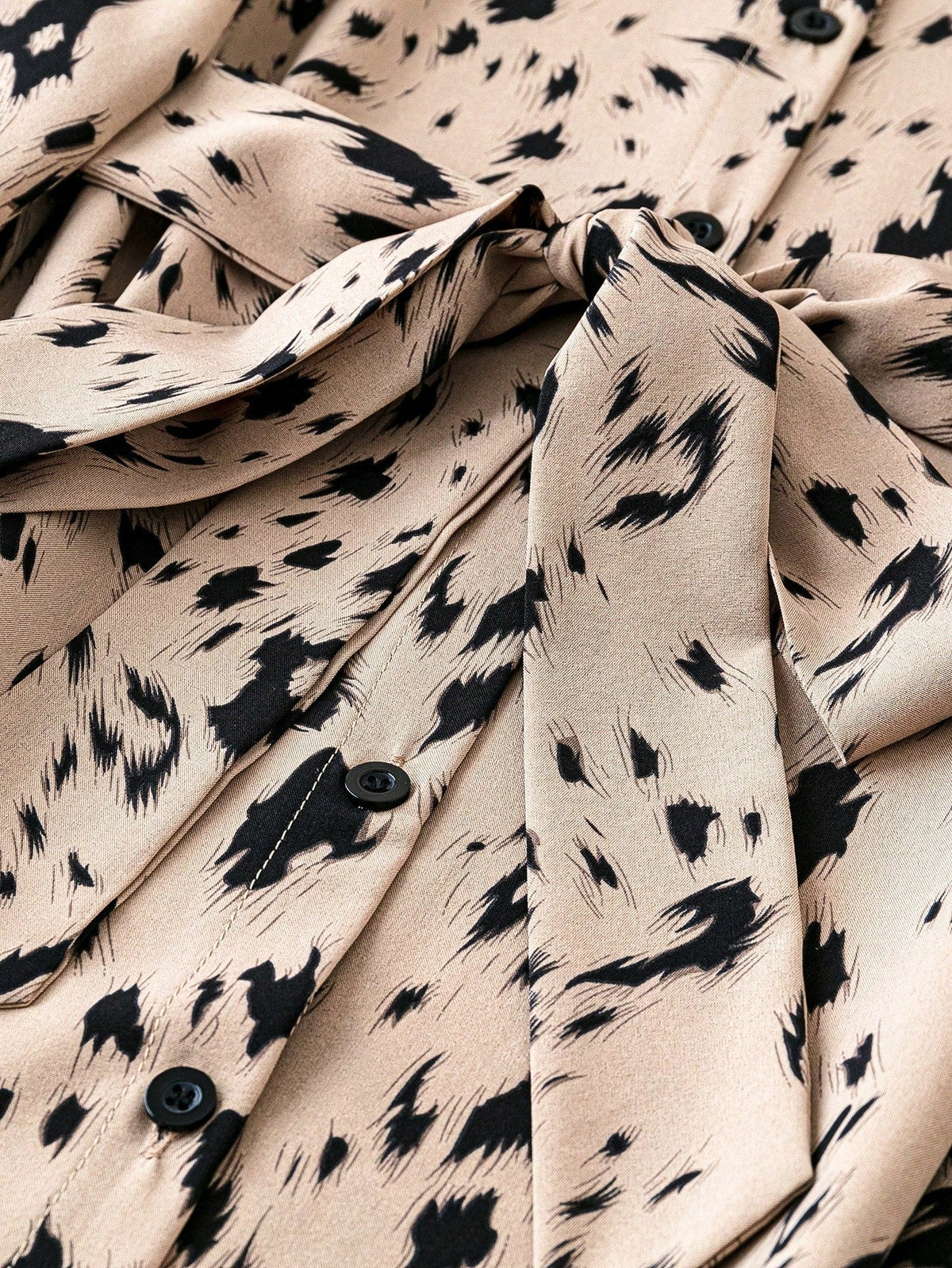 Mocha Wild Animal Print Midi Shirt Dress