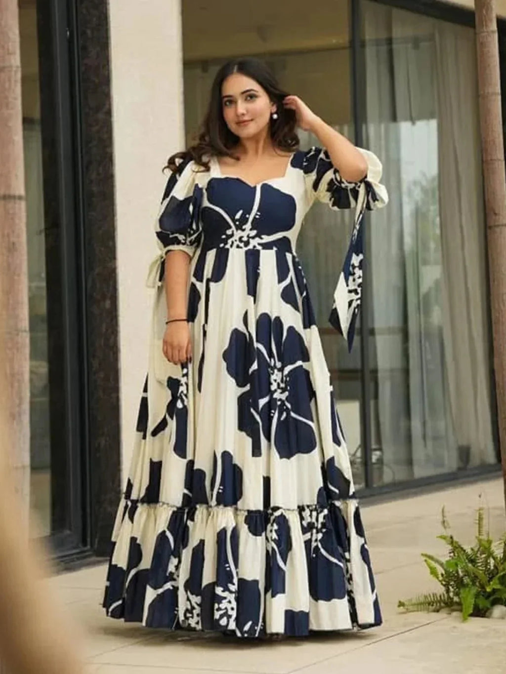 Blue Garden Floral Maxi Dress
