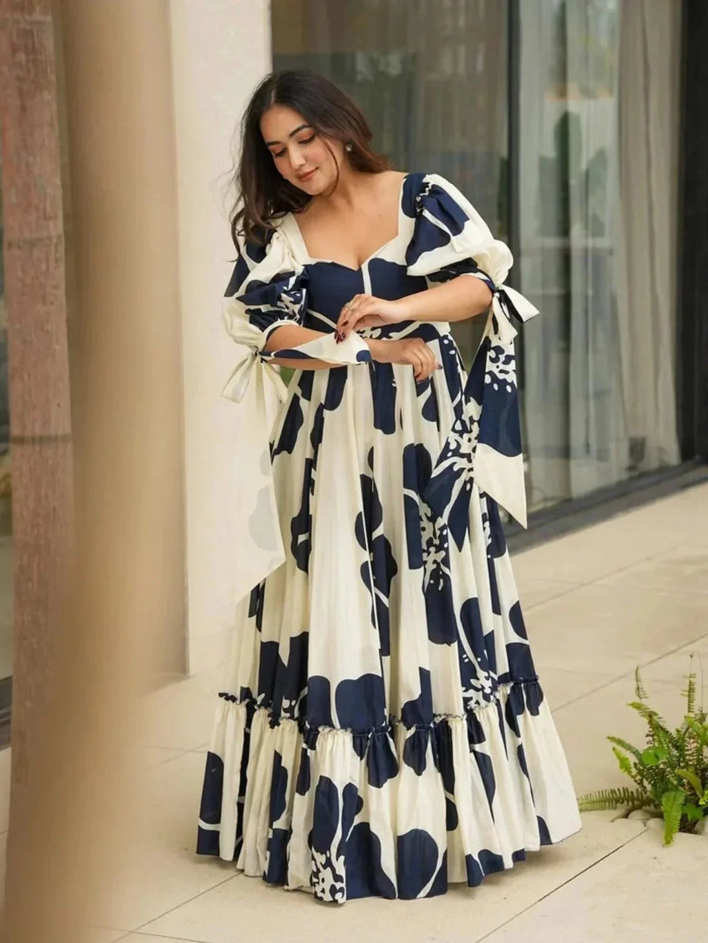 Blue Garden Floral Maxi Dress