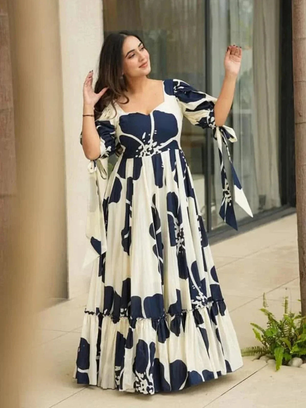 Blue Garden Floral Maxi Dress