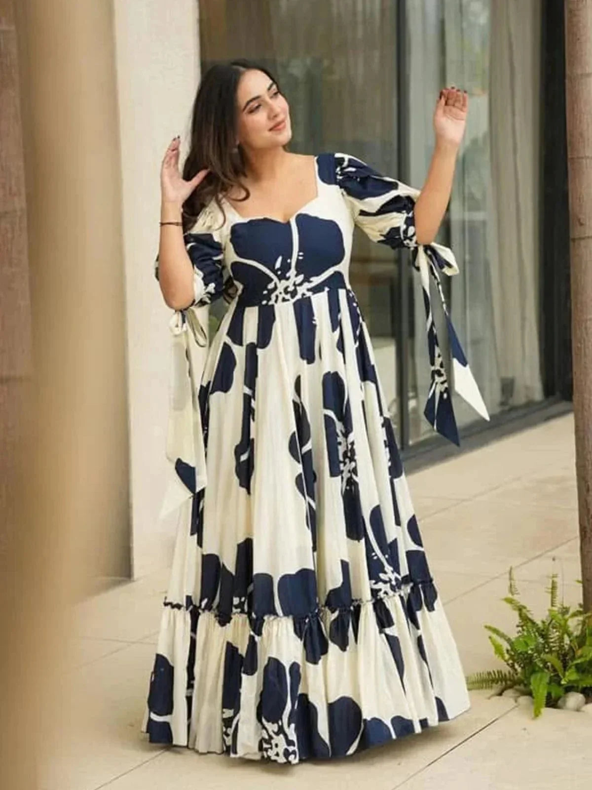 Blue Garden Floral Maxi Dress