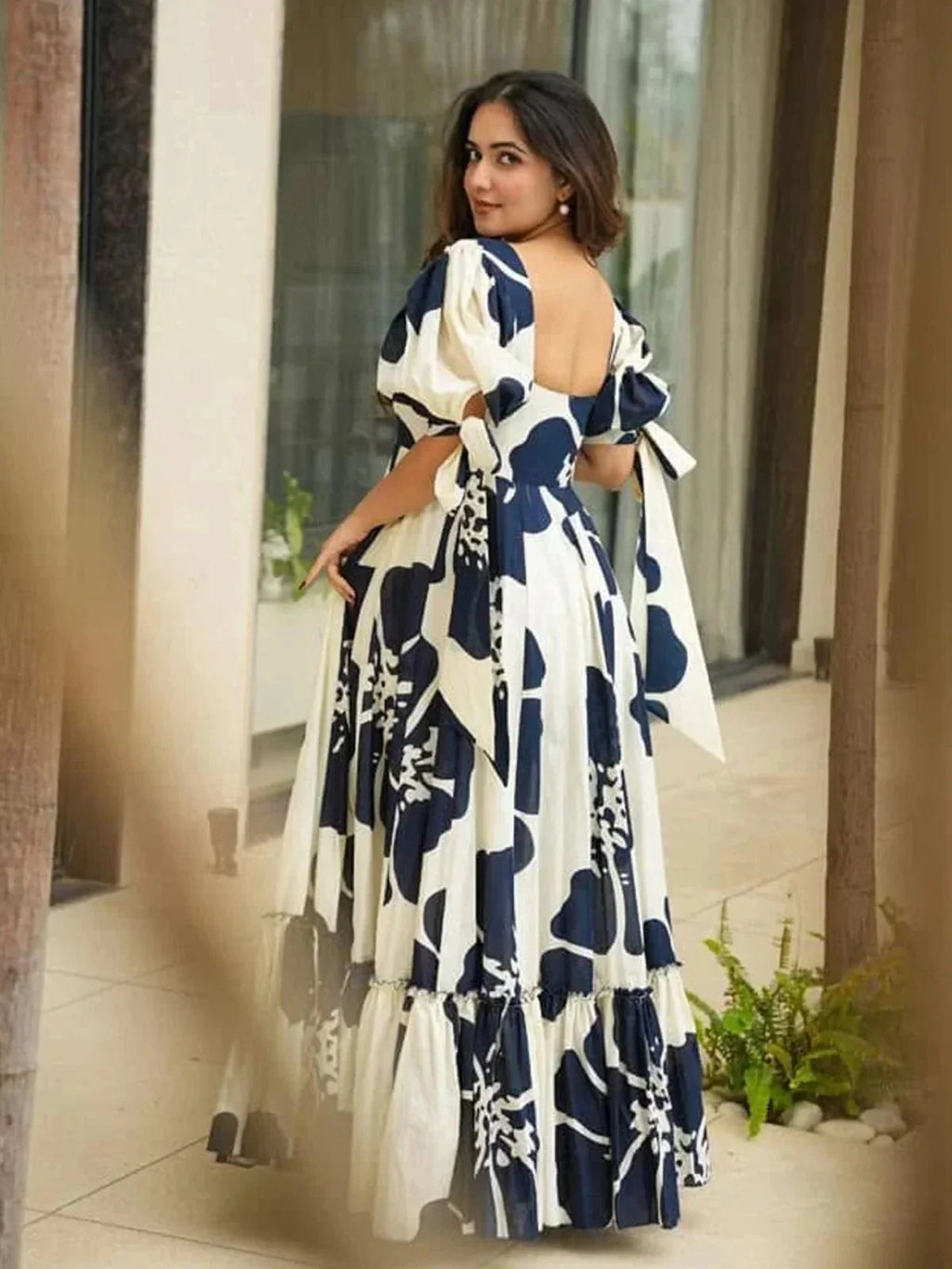 Blue Garden Floral Maxi Dress