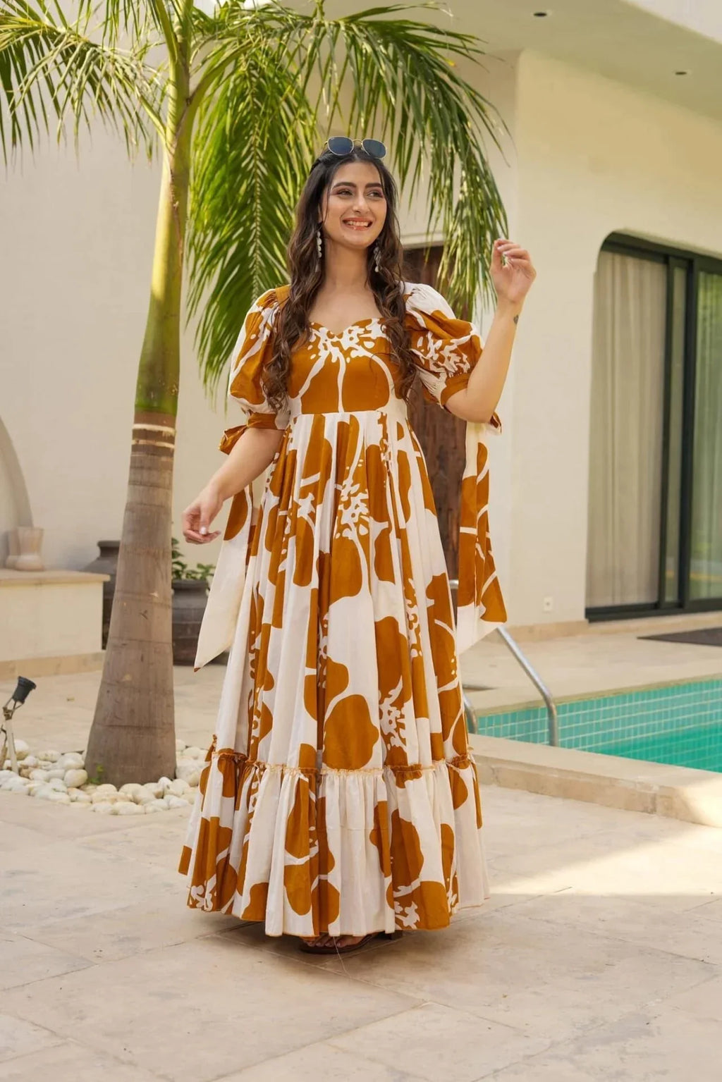 Mocha Blossom Floral Maxi Dress