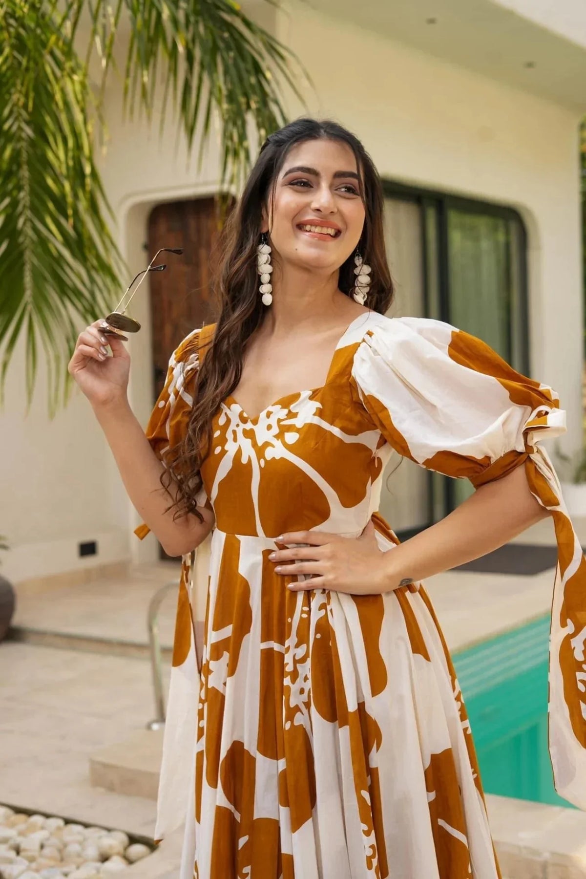 Mocha Blossom Floral Maxi Dress