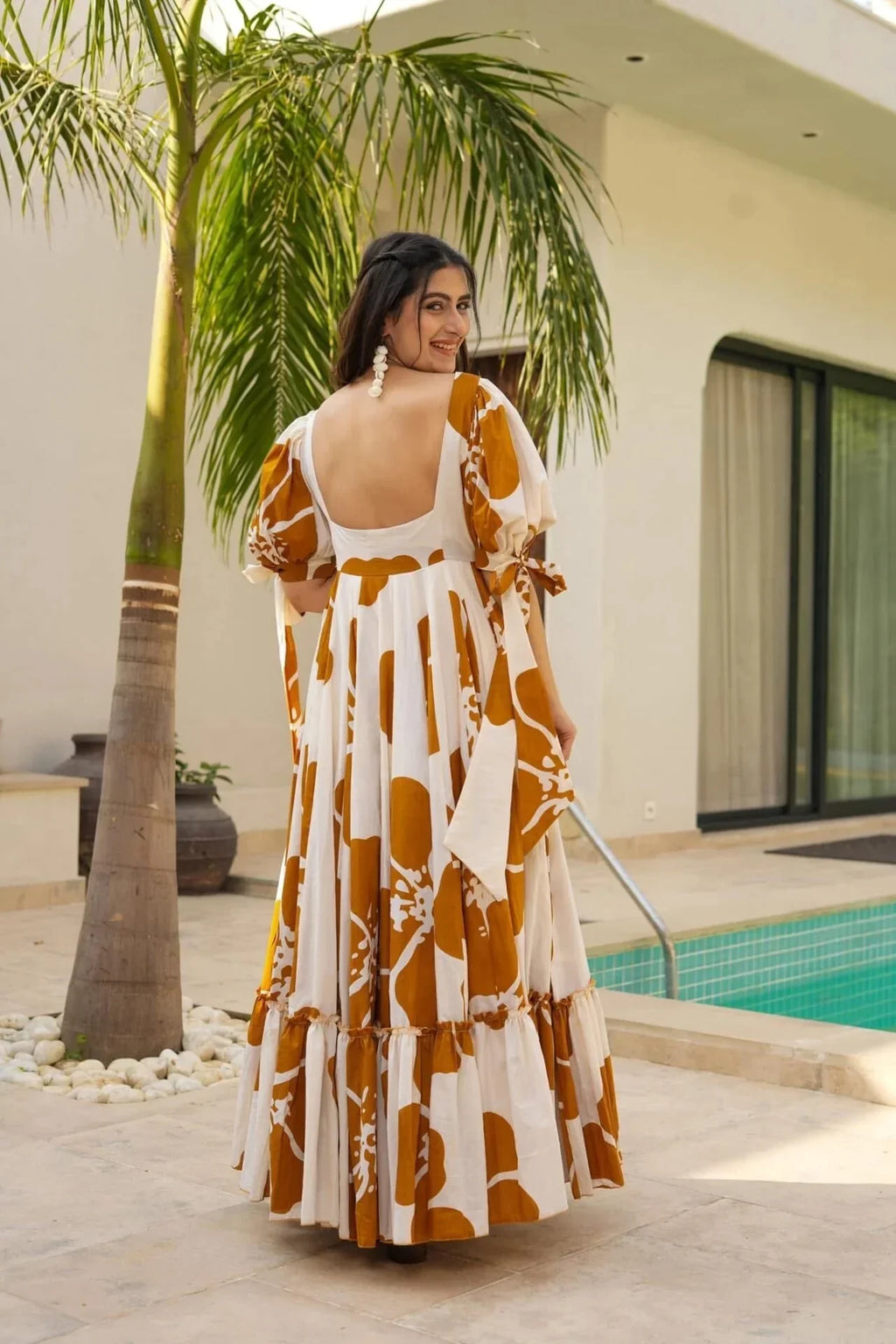 Mocha Blossom Floral Maxi Dress