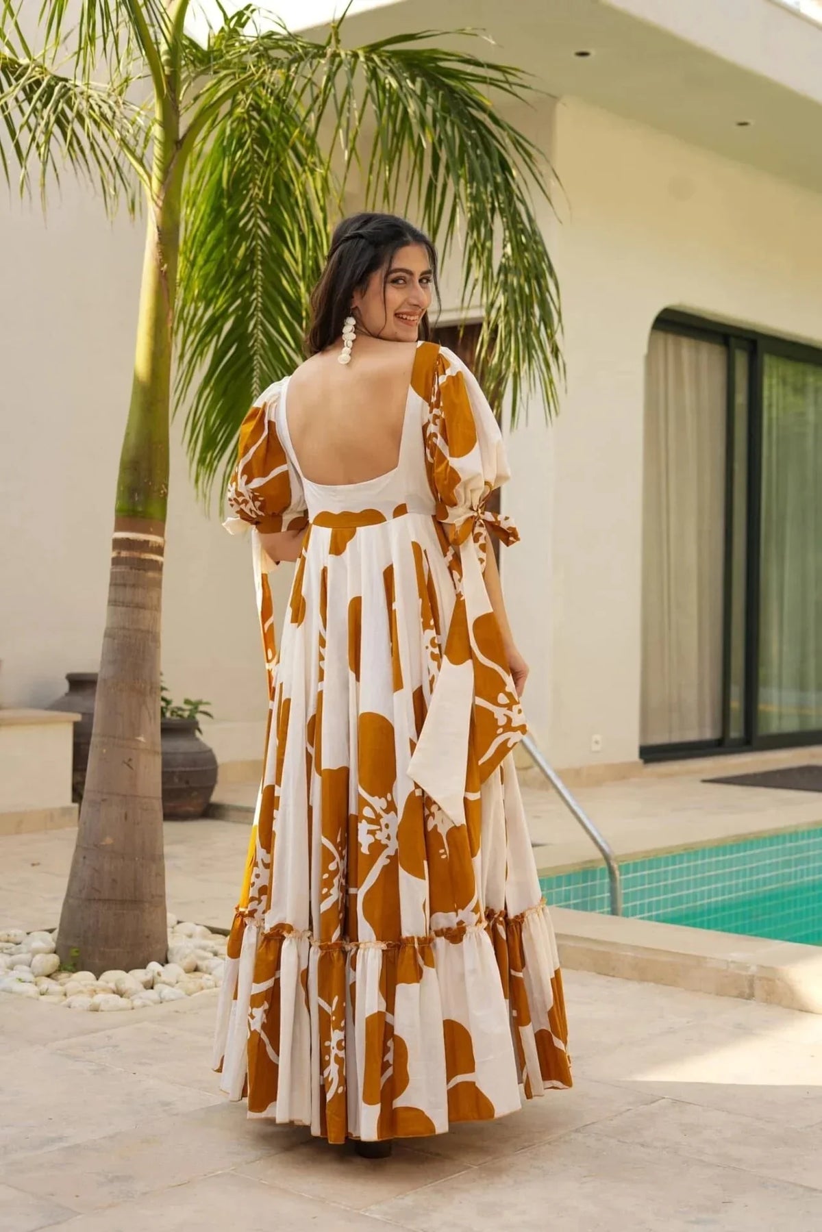 Mocha Blossom Floral Maxi Dress