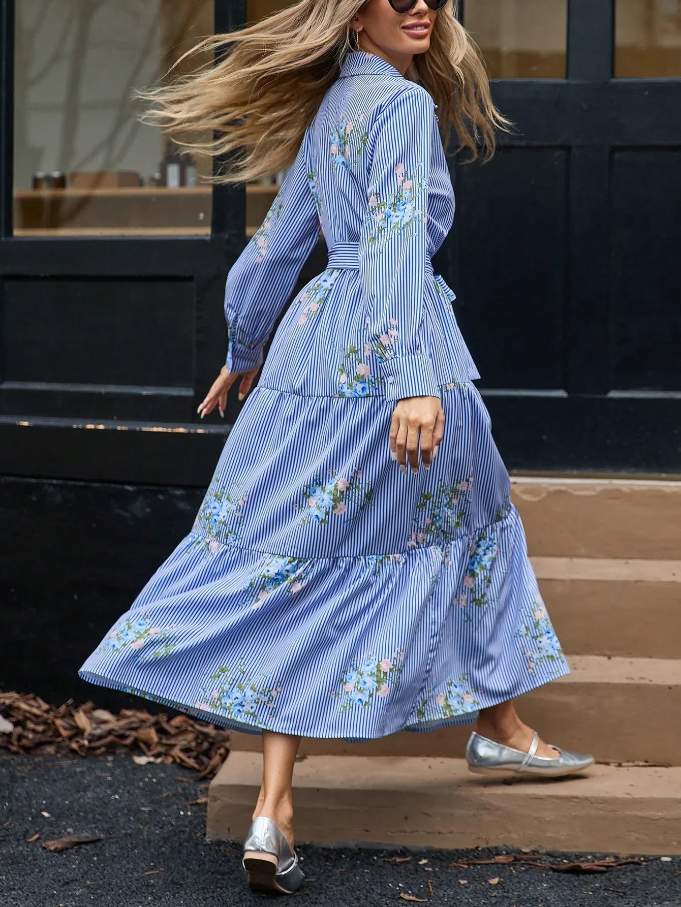 Blue Meadow Belted Maxi Dress