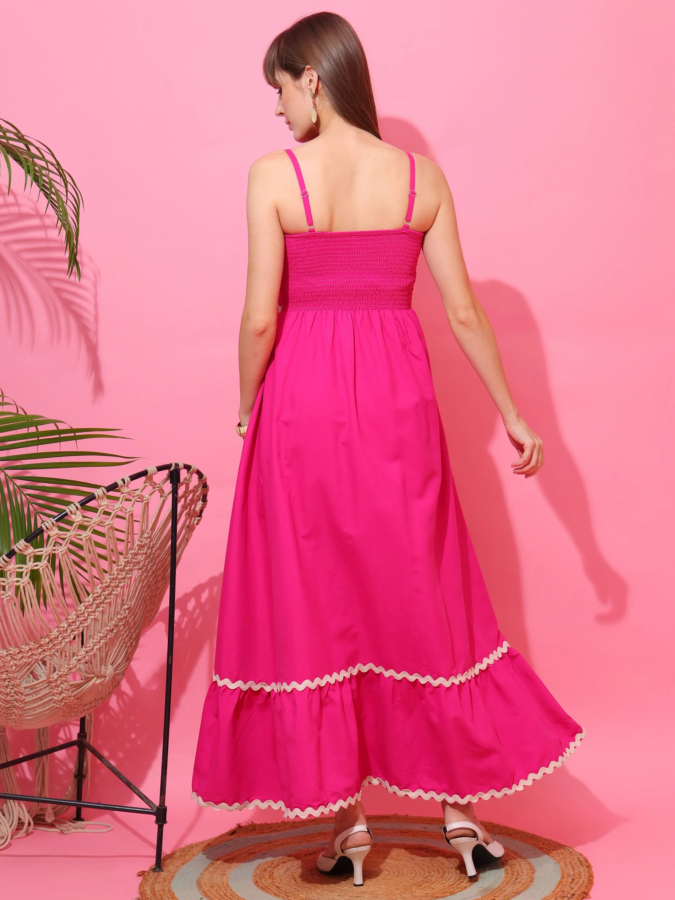 Pink Petal Flare Strappy Maxi Dress