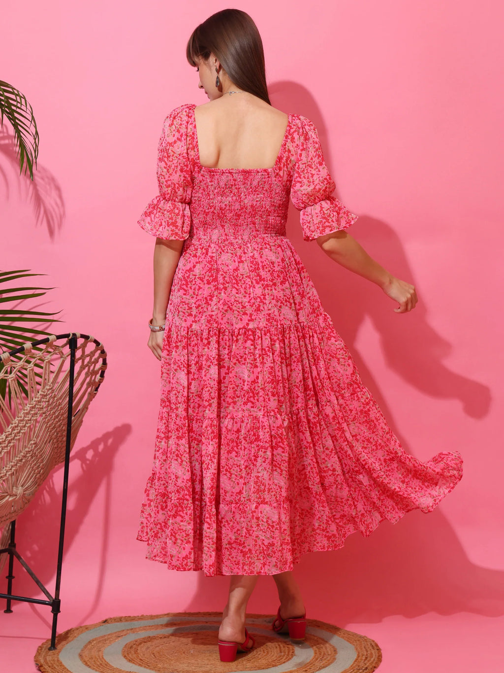 Blush Aura Fit & Flare Midi Dress