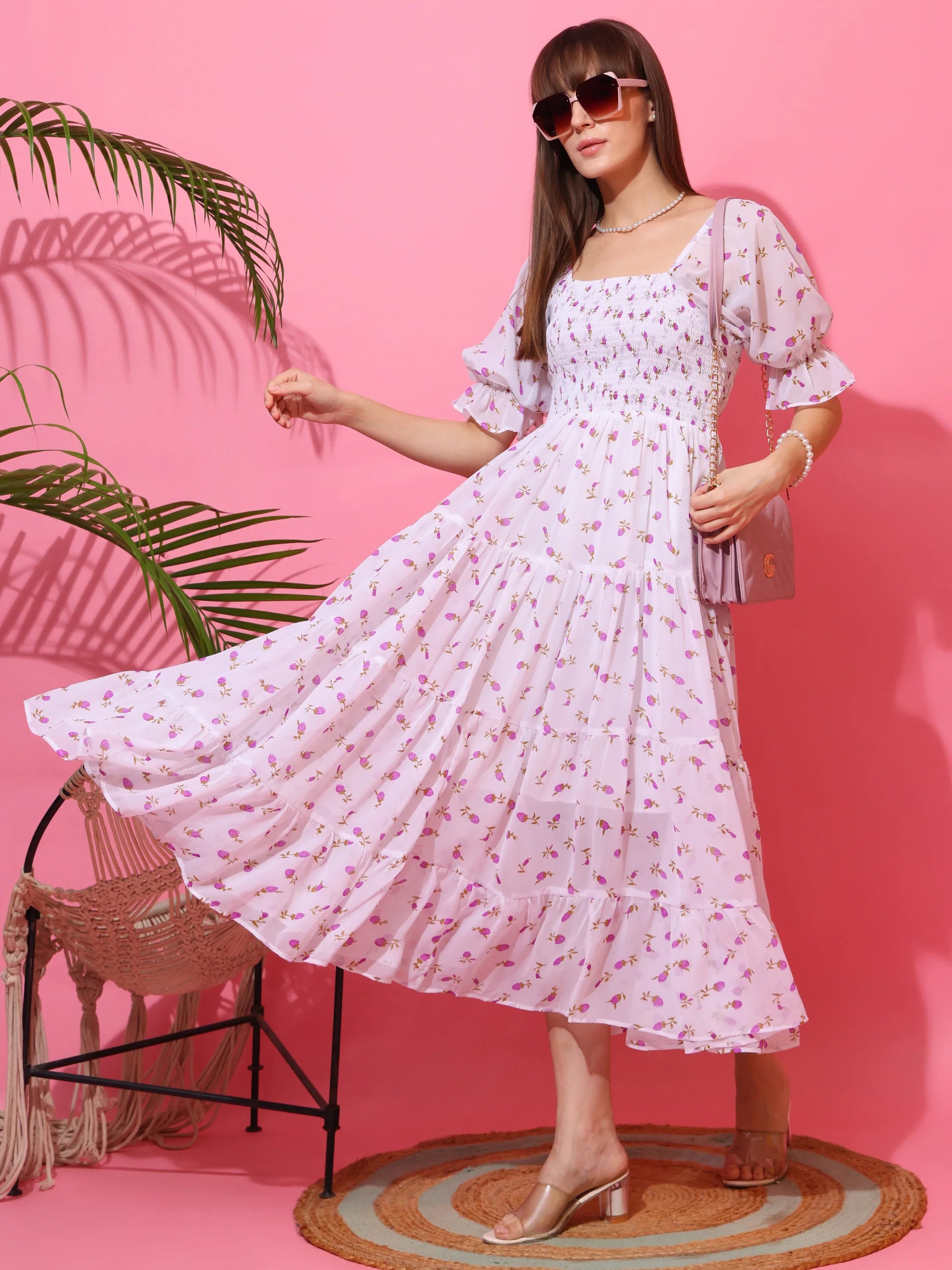 Blossom Breeze Fit and Flare Midi Dress